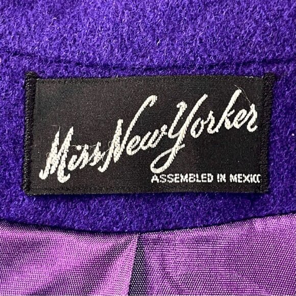 Miss New Yorker Vintage 80s Wool Blend Purple Longline Overcoat Size XL - Picture 12 of 14